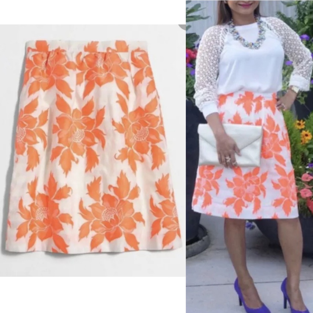 NWT J Crew Factory Neon Floral Flounce Skirt Sz 6 E9830 $89.50 Side Pockets